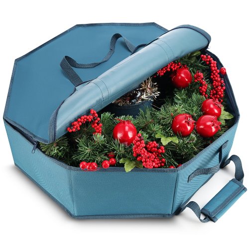 WreathSafe: Durable Dual-Zip Storage Solution with Handle for Christmas Wreaths