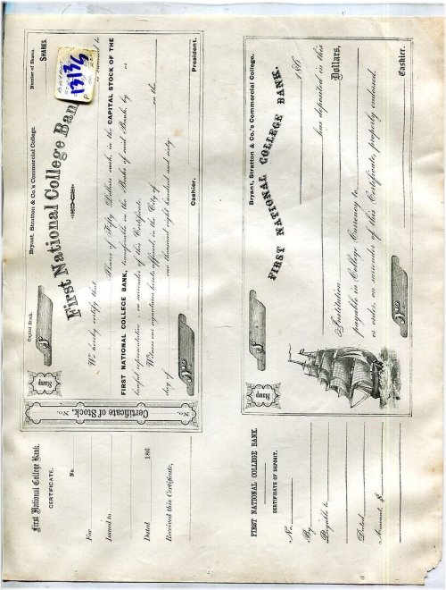 College Capitol Stock Uncut 1860's Series 2