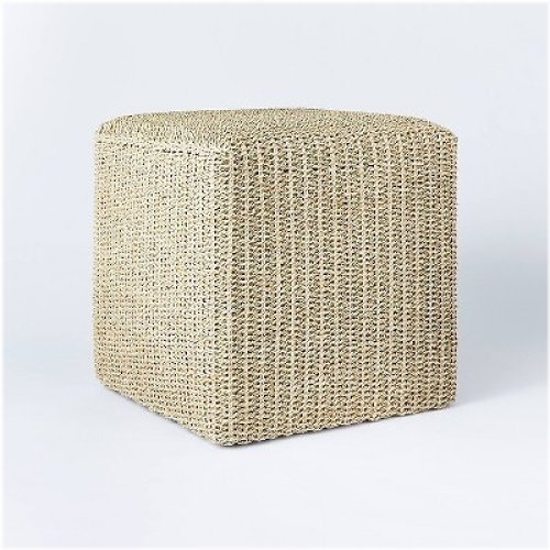 Natural Woven Cube Ottoman