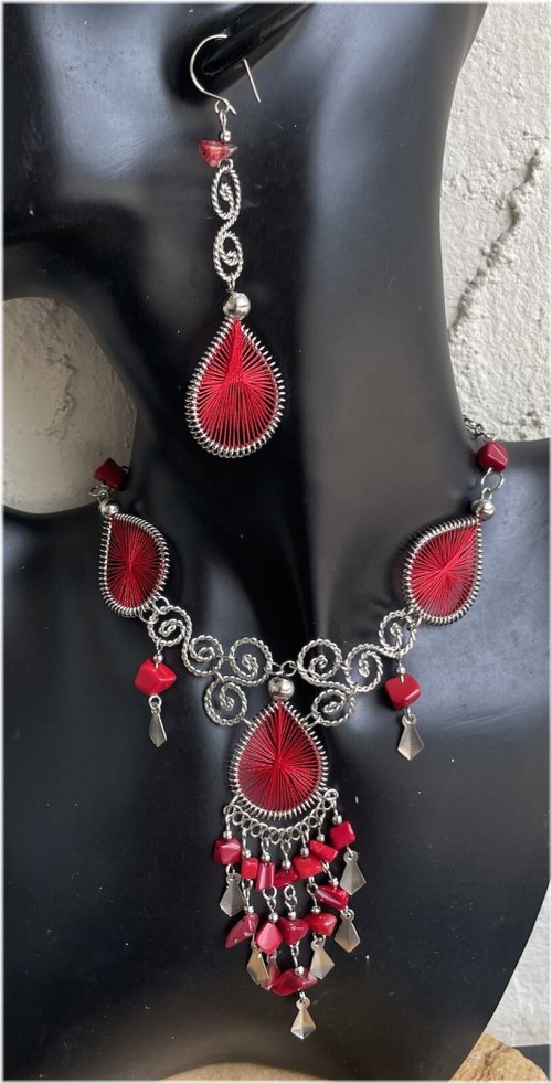 Andean Alpaca Silver Thread Jewelry Set