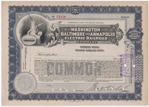 Chesapeake Region Railways Certificate