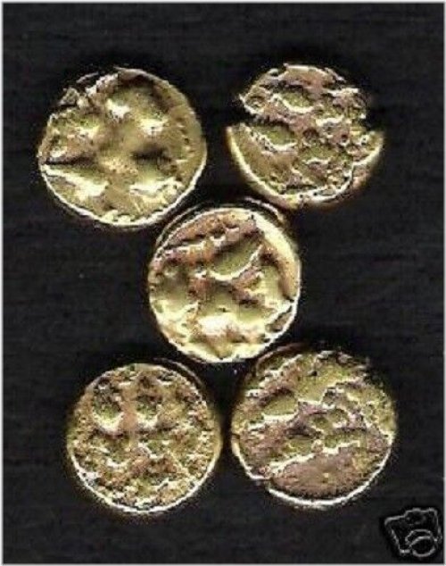 Golden Shiva Parvati Coin of 17th Century India with Hyder Ali's Stamp