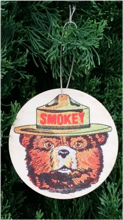 Smokey Bear Wood Ornament Set