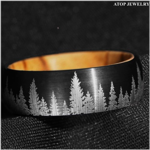 Black Forest Olive Wood Men's Wedding Band