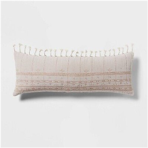Embroidered Ivory Oblong Pillow by Threshold