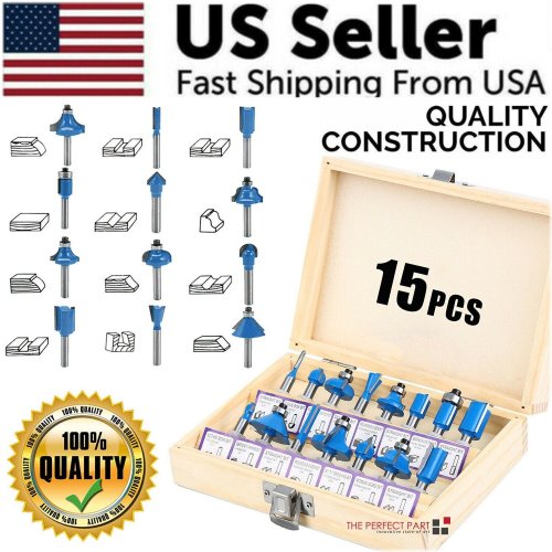 Tungsten Edge 15-Piece Router Bit Set with Carbon Milling Cutters