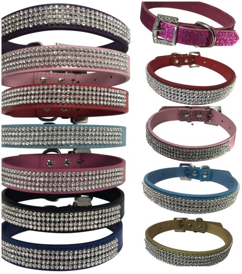 Rhinestone Sparkle Leather Collar