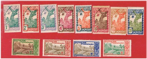 French Guiana Stamp Set "Archer & Rapids