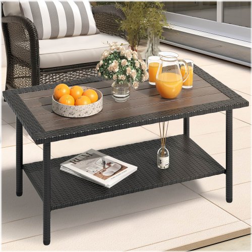 Rattan 2-Tier Outdoor Coffee Table