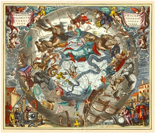 Zodiac Sky Map - Vintage Style Astrology Chart