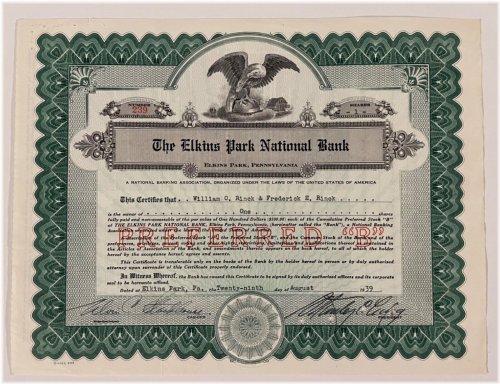 Pennsylvania Bank Stock of 1939