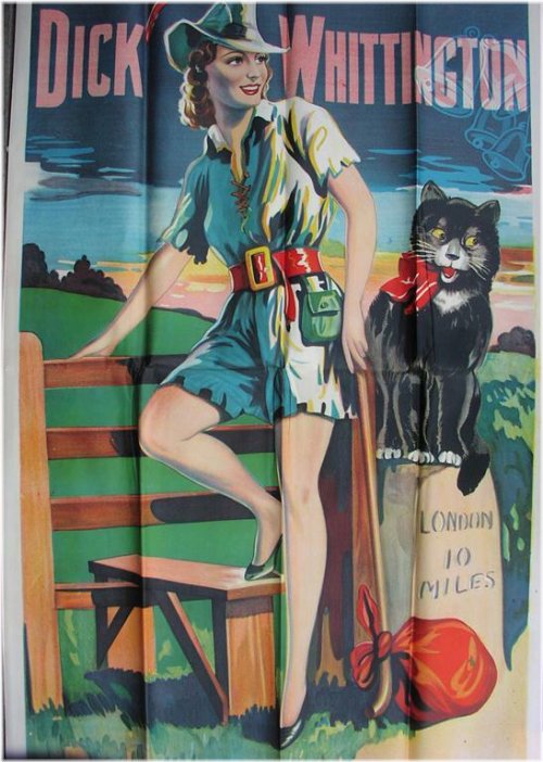 Vintage Dick Whittington Black Cat Theater Poster