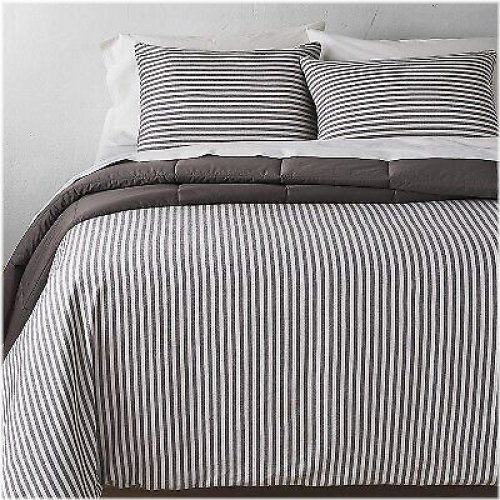 Slate Stripe Linen Blend Comforter Set