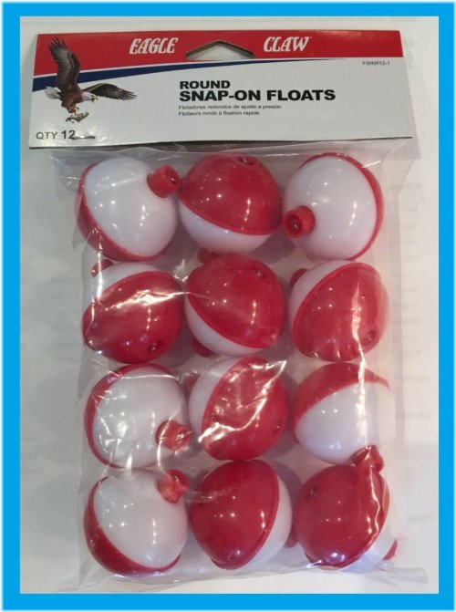 Red and White Snap-on Fishing Floats (Pack of 12)