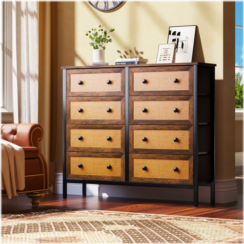 Rattan Woven 8-Drawer Bedroom Storage Organizer