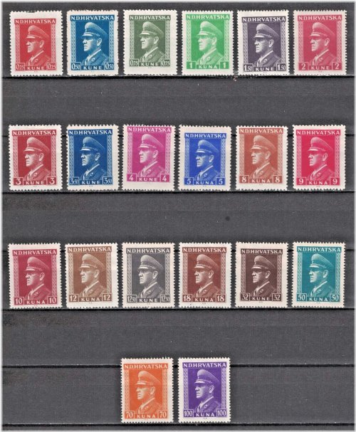 1943-44 Croatian Stamp Set featuring Ante Pavelich