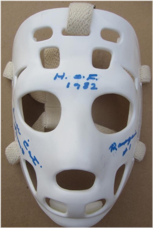 Emile Francis Rangers Autographed Goalie Mask with Inscriptions