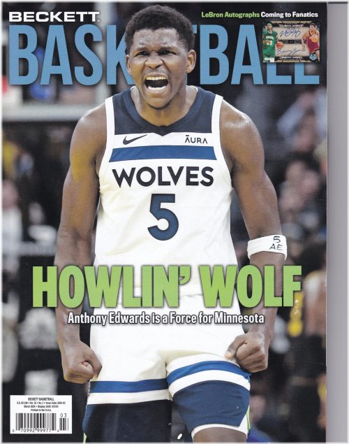 Basketball Beckett Monthly Guide - March 2024, Volume 35, Issue 3 featuring Anthony Edwards