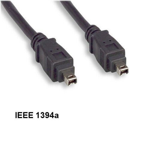 Black 6-Foot Firewire 400 Male to Male Cable by Kentek