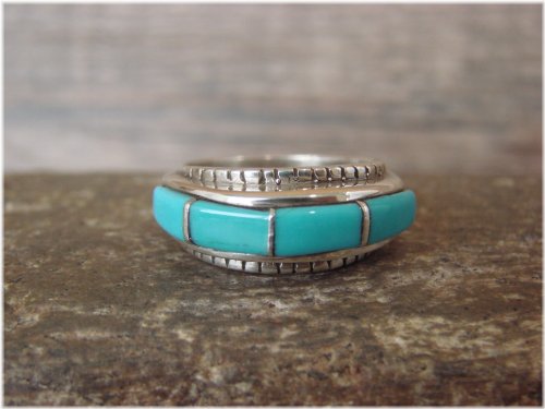 Turquoise Inlay Zuni Sterling Silver Ring