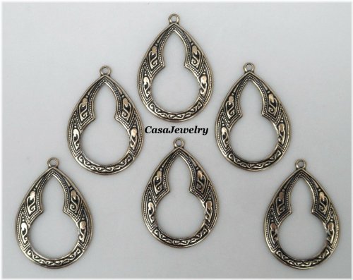 Golden Teardrop Hang Rings - Set of 6