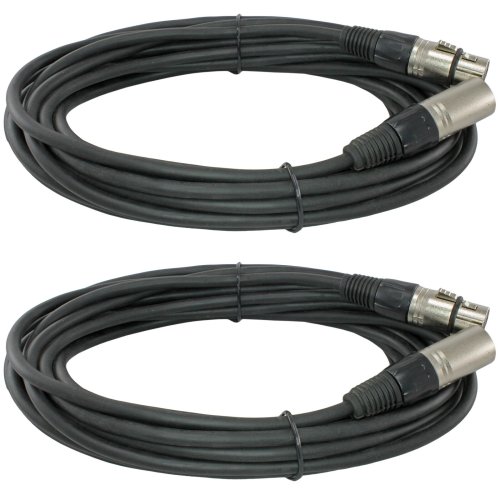 Shielded Connection Pro Audio Cable Set - 50ft XLR Male to Female for Powered Speakers & Microphones