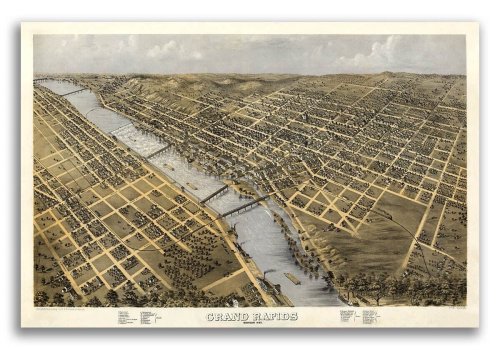 Grand Rapids in 1868: A Historic Panoramic Town Map of Michigan