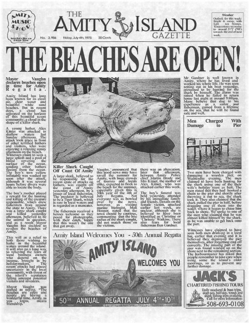 Amity Island Gazette's "Great White Alert" Print