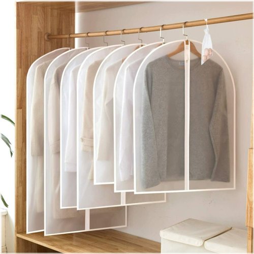 ClearShield Travel Storage Set: 5 Protective Garment Bags for Suits, Dresses, and Coats