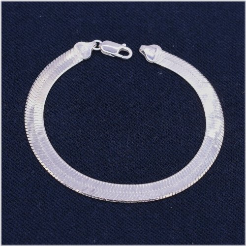 Elegant Silver Herringbone Charm Bracelet