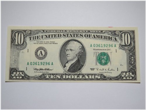 Inked Imperfection 1995 $10 Federal Reserve Bank Note