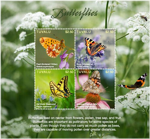 Fluttering Beauty Stamp Set - Sheet of 4 MNH Stamps from Tuvalu