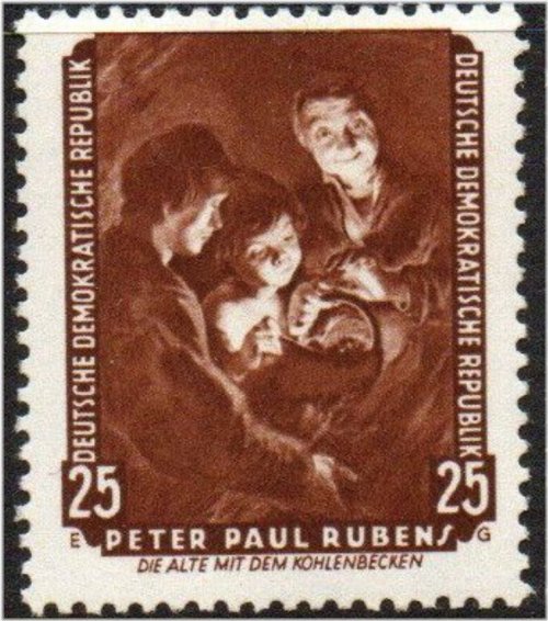 Dresden Art Rubens Old Woman Basket Coal Stamp (DDR #Mi696 MNH 1959)