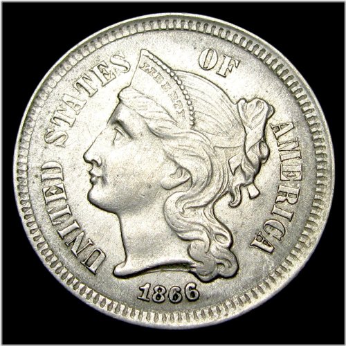 Copper Nickel Three Cent Piece - Gem BU++ Condition Coin