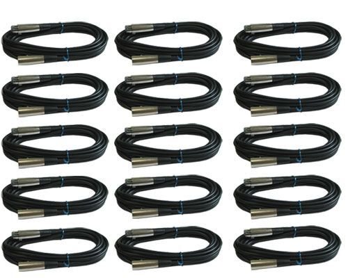 Studio-Ready XLR Cable Set - 15-Pack of 6ft Shielded Mic Extension Cables