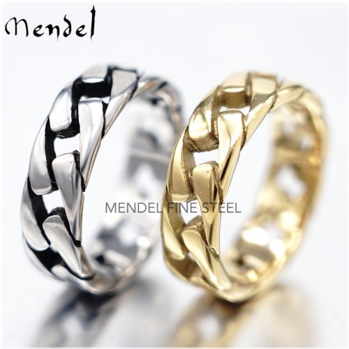 Gold Plated Cuban Link Band Ring for Men by MENDEL