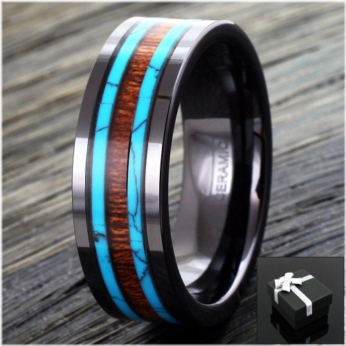 Koa-Turquoise Ceramic Men's Ring