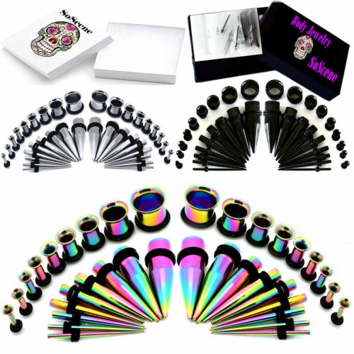 Stainless Steel Ear Stretching Set - 36 Pieces