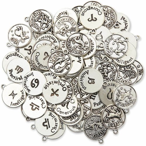 Zodiac Silver Charms Set - 72 Pieces for Creative Jewelry Making