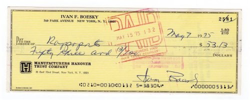 Boesky's Autographed Check