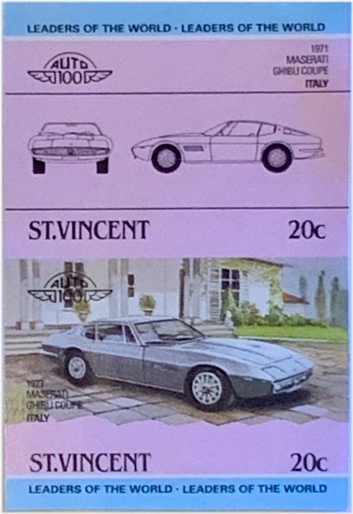 Classic Car Auto Maserati Ghibli Coupe Stamp Reproduction