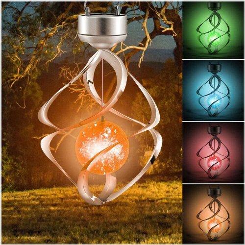 Spiral Solar Chimes with Color-changing LED Lights for Outdoor Decor