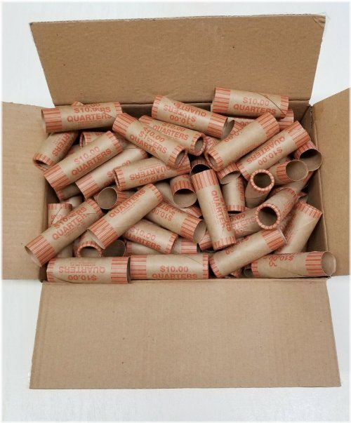 Quarters Coin Wrapper Set - Pack of 72 Preformed Paper Tubes for Convenient Storage and Organization