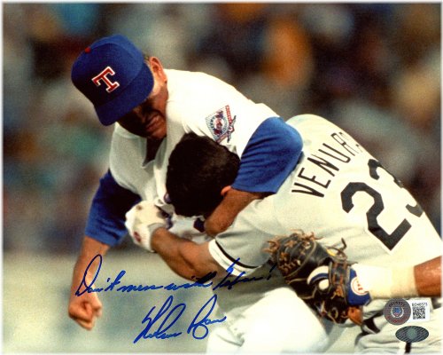 Rangers Fight: Nolan Ryan vs. Ventura Autographed Photo