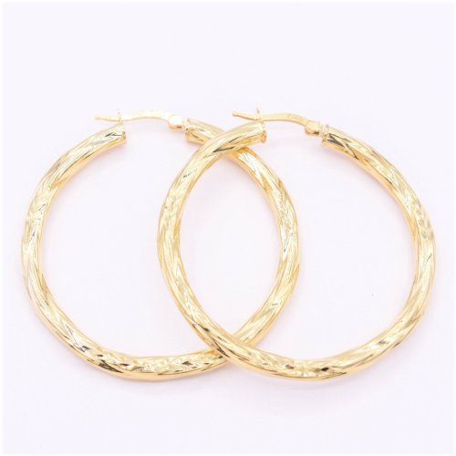 Golden Texture Hoop Earrings