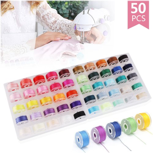 Bobbin Buddy Set: Organizer with 50 Clear Bobbins and Assorted Colors for Sewing Machines