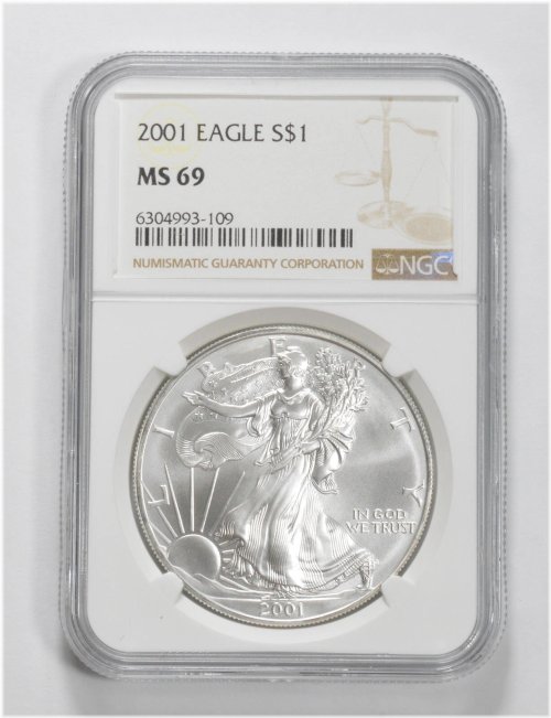 2001 American Silver Eagle NGC Brown Label - MS69