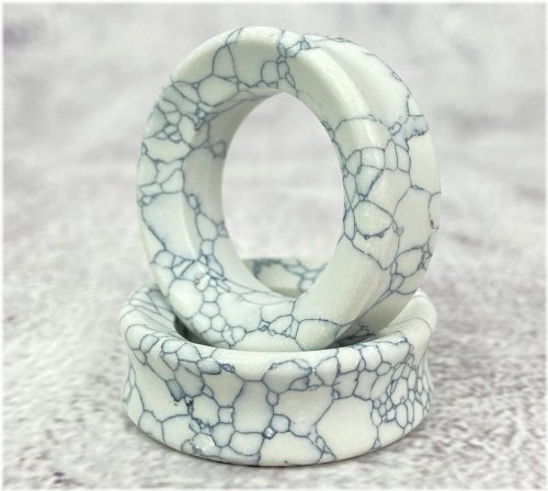 White Howlite Concave Tunnels