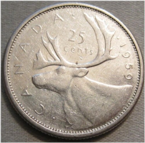 1959 Canadian Quarter - 80% Silver