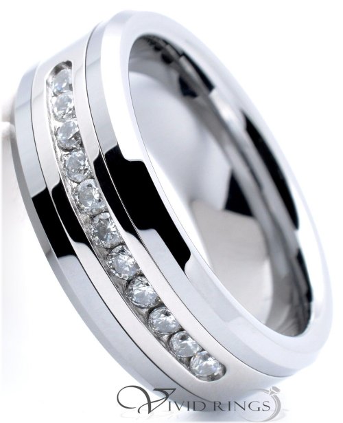 Tungsten Channel CZ Ring